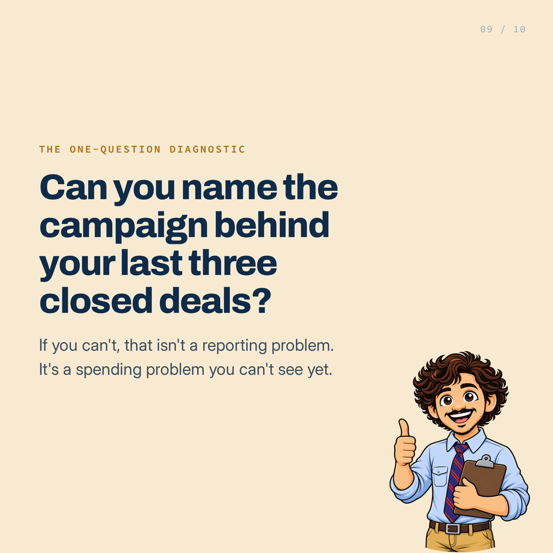 Can you name the campaign behind your last three closed deals? If not, that is a spending problem you cannot see yet.
